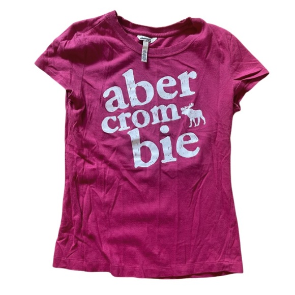 Vintage Abercrombie T-Shirt in Pink with White Logo (Kids) - Picture 1 of 5